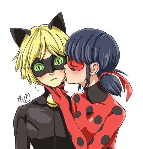 miraculous ladybug cat noir kissing